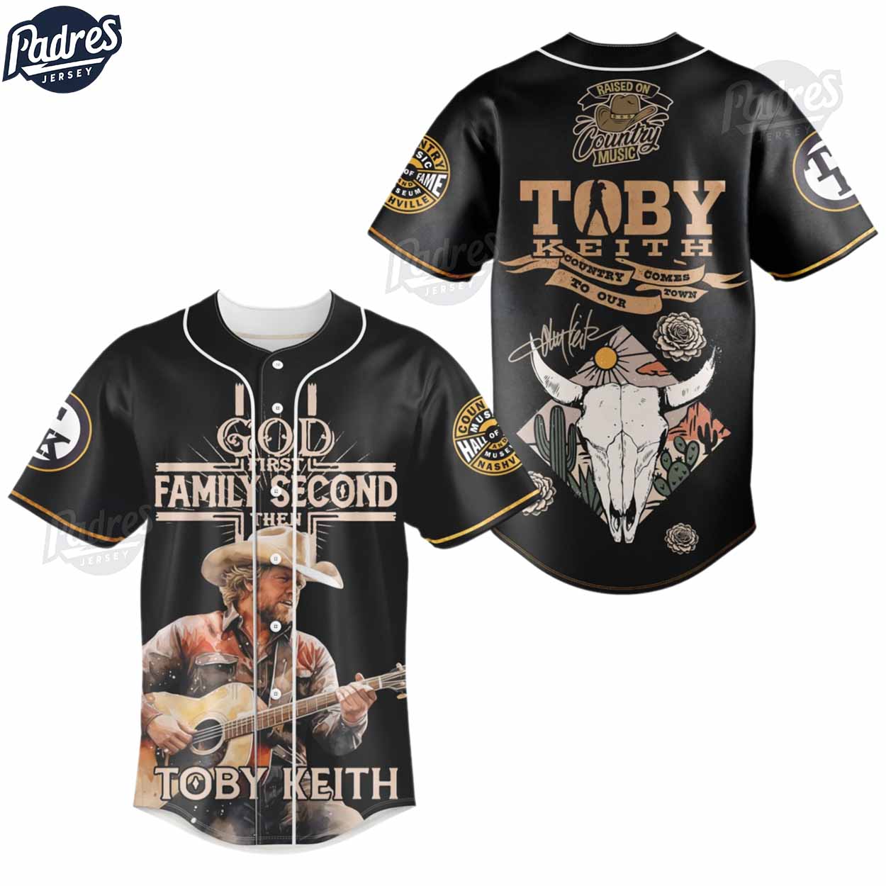 God Family Toby Keith Baseball Jersey Outfit - Padres Jersey Oasis: Elevate Your Baseball Style Game T-Shirts,... (Image 2)