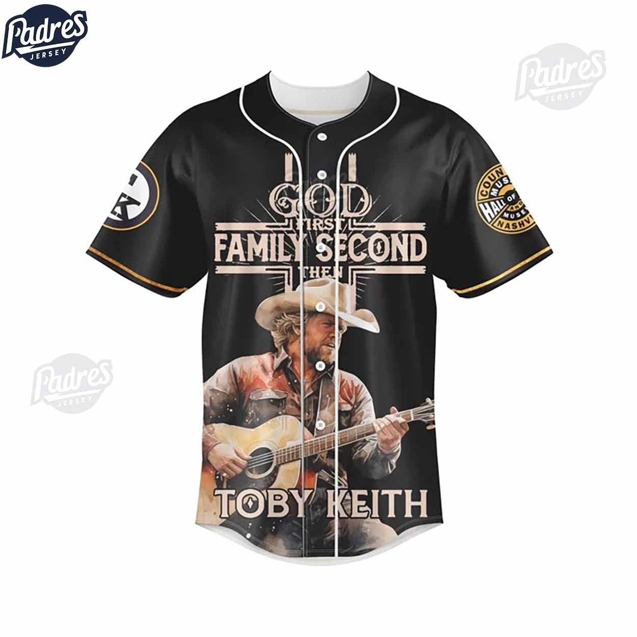God Family Toby Keith Baseball Jersey Outfit - Padres Jersey Oasis: Elevate Your Baseball Style Game T-Shirts,... (Image 3)