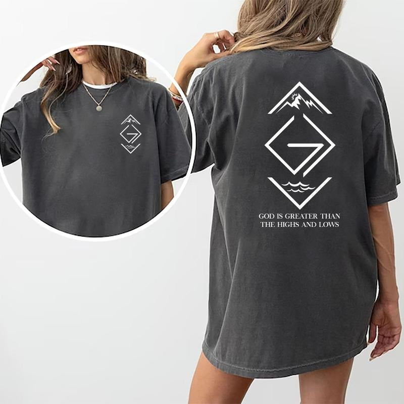 God Is Greater Than The Highs And Lows Shirt, God Lover Tee, Bible Lover T-shirt, Religious Graphic Printed Tee,...