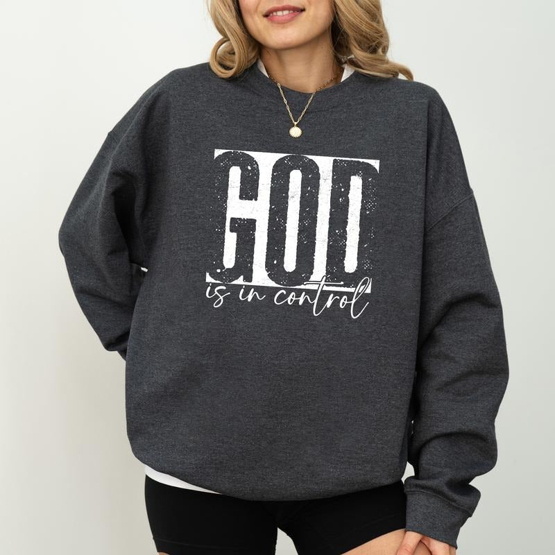 God Is In Control Sweatshirt, Bible Verse Sweater, Jesus Spiritual Shirt, Faith Based Clothing Gifts, Coquette Religious...