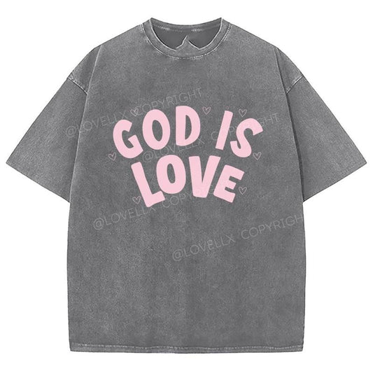 God Is Love Unixes Washed T-Shirt, Christian Jesus  t shirts, Vintage 90s Graphic Tee Gift Cotton Top, Mineral color...