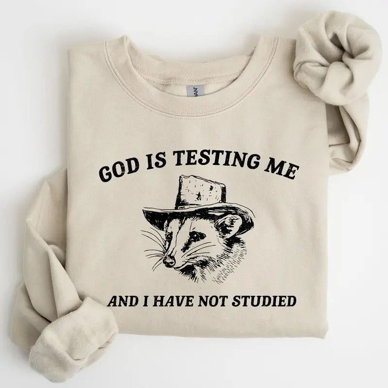God Is Testing Me, Opossum, Possum, Funny Sweatshirt T-Shirts, Hoodie | WearSparks.com