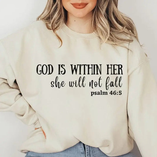 God Is Within Her Sweatshirt Christian Shirt Bible Verse Gift Pastor Gift Faith Sweatshirt Psalm 465 Gift Inspirational...