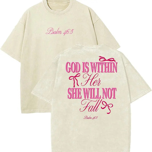God Is Within Her Unisex Washed T-Shirt, Christian t shirts, Vintage 90s Graphic Tee, Gift Top Womenswear...