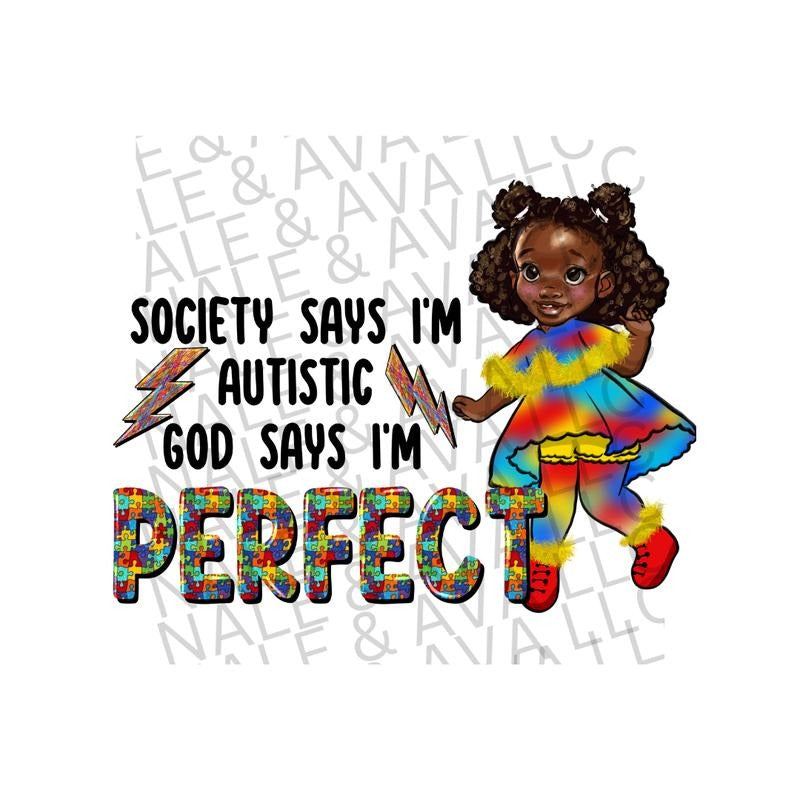 God Says I'm Perfect DTF Transfer for Tops Hoodies Sweaters T-Shirts, Sweatshirt | WearSparks.com