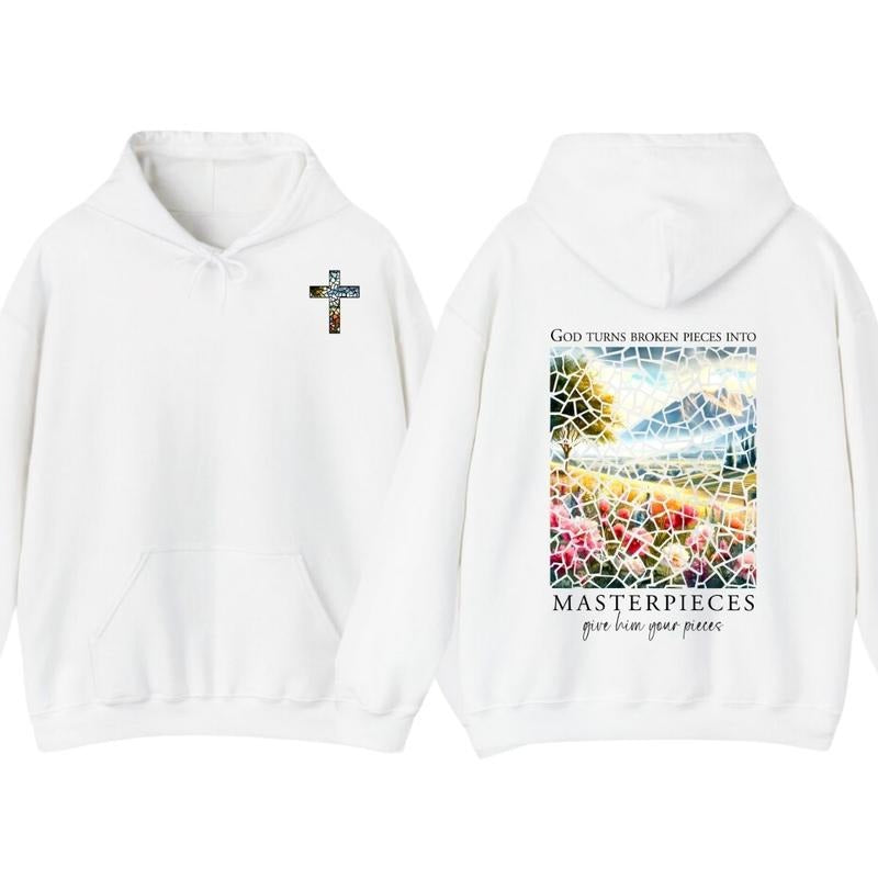 God Turns Brokenn Pieces T-Shirt, Into Masterpiecesss Shirt, Christian Shirt, Faith Shirt Bible Verse Shirt Gifts Hoodie,...