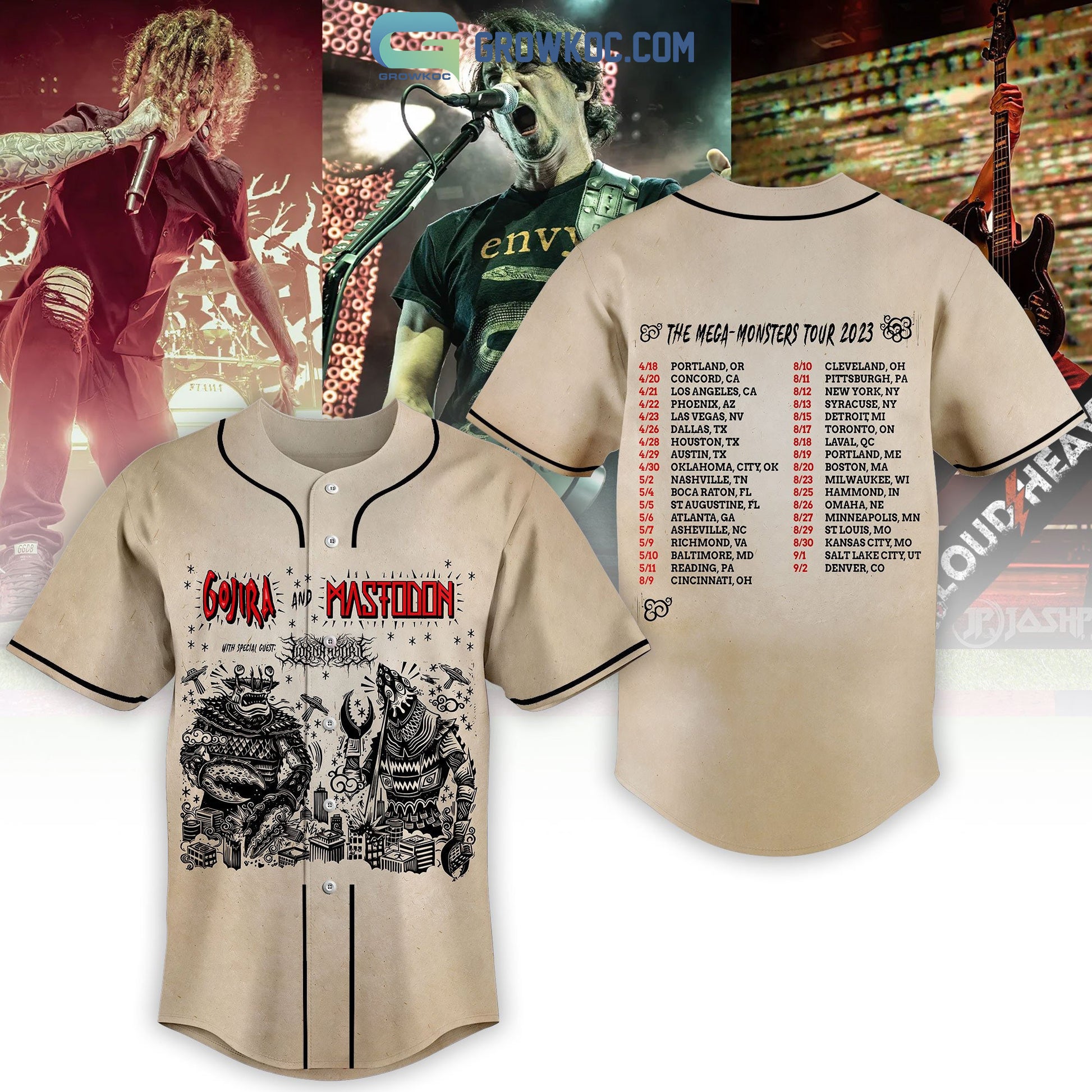 Gojira And Mastodon The Mega Monsters Tour 2023 Baseball Jersey