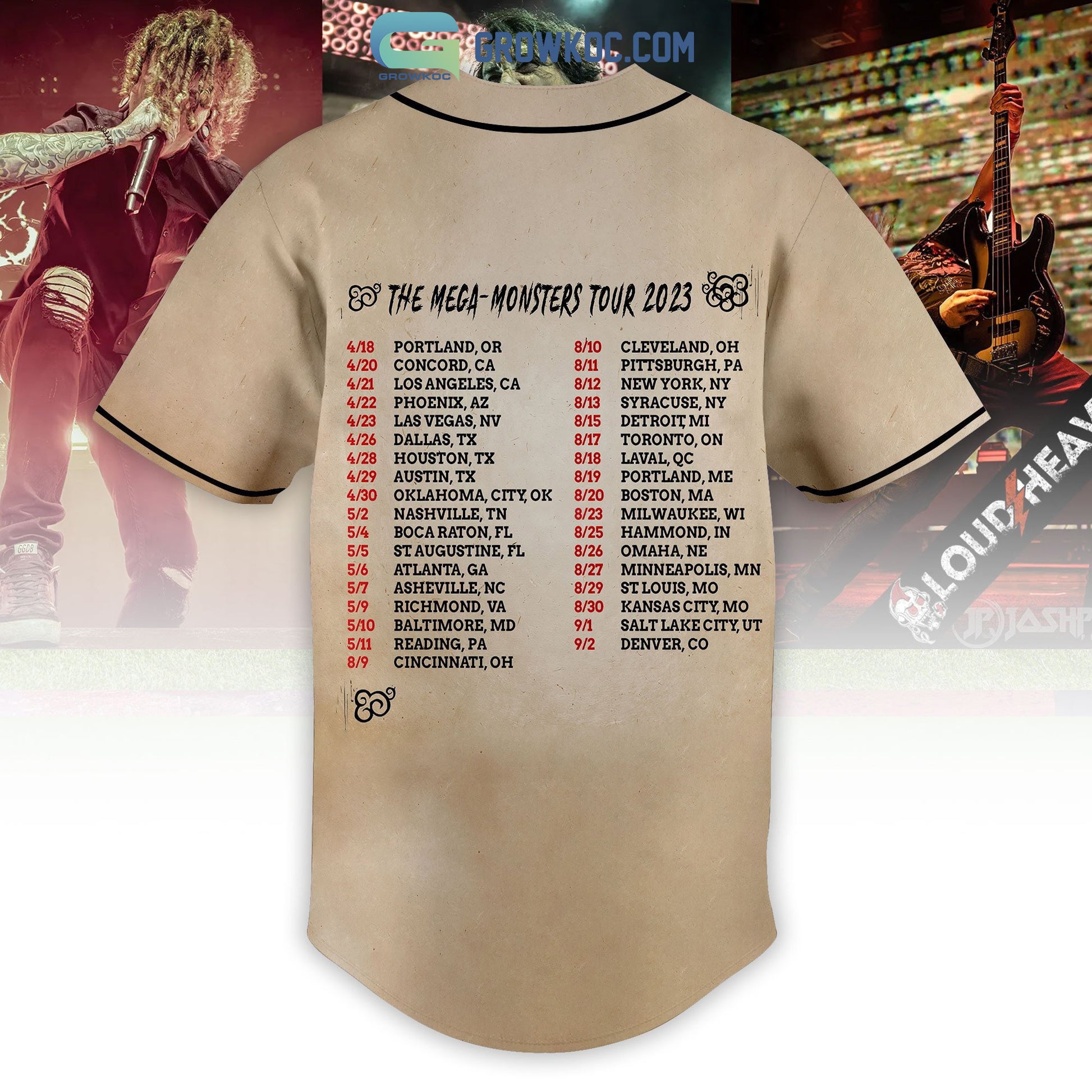 Gojira And Mastodon The Mega Monsters Tour 2023 Baseball Jersey