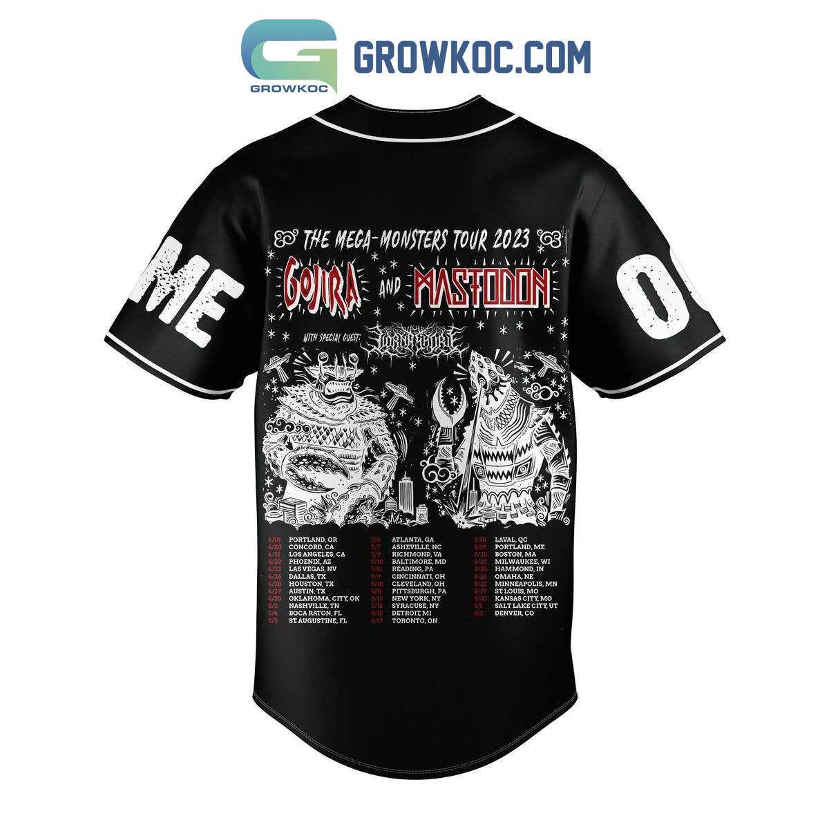 Gojira And Mastodon The Mega Monsters Tour 2023 Personalized Black Design Baseball Jersey