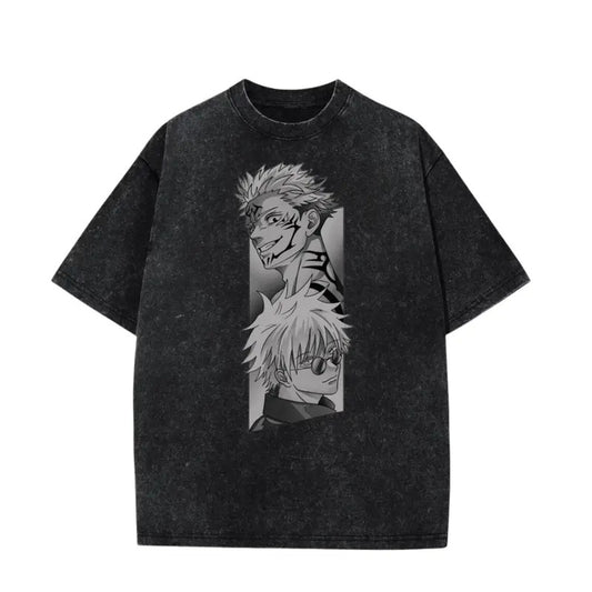 Gojo X Sakuna Shirt Washed Vintage Oversized T-Shirt Anime Manga Washed Heavy Cotton Special Graphic T-shirt Gift For...