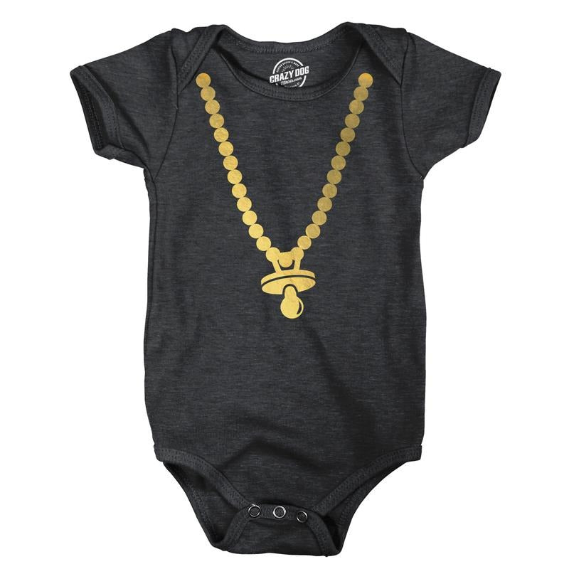 Gold Pacifier Baby Bodysuit Funny Sarcastic Golden Chain Graphic Novelty Jumper For Infants Funny Baby Onesies Funny...
