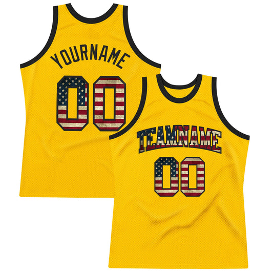 Custom Gold Vintage USA Flag-Black Authentic Throwback Basketball Jersey T-Shirts, Hoodie, Sweatshirt (Image 1)