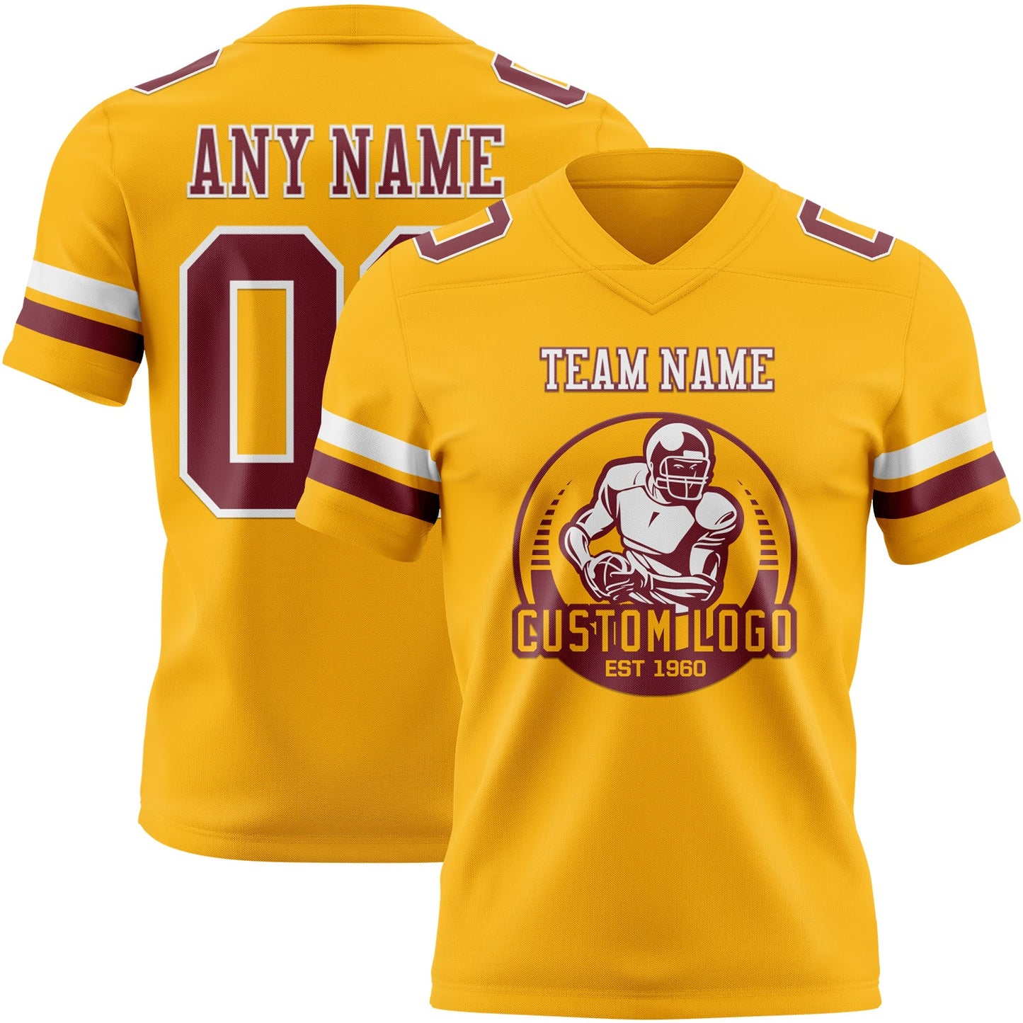Custom Gold Burgundy-White Authentic Football Jersey T-Shirts, Hoodie, Sweatshirt | WearSparks.com (Image 2)
