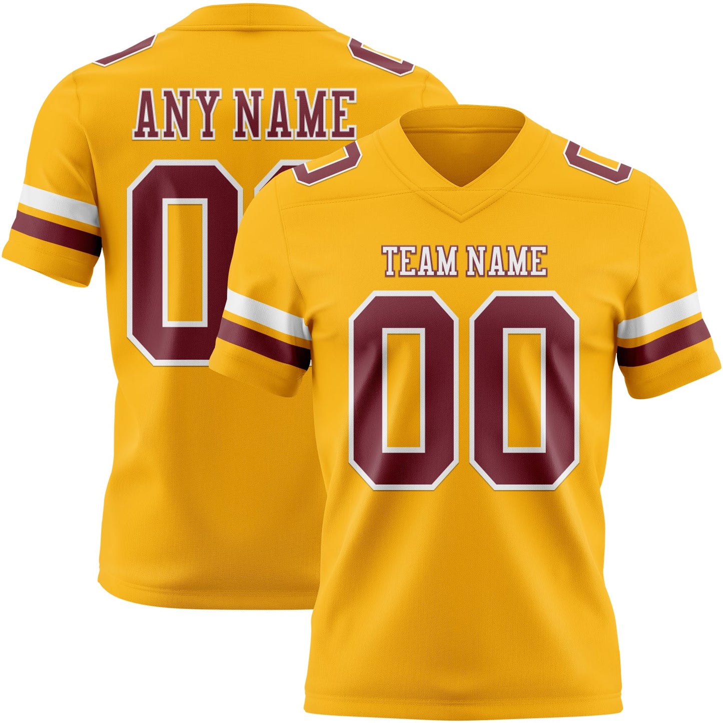 Custom Gold Burgundy-White Authentic Football Jersey T-Shirts, Hoodie, Sweatshirt | WearSparks.com (Image 1)