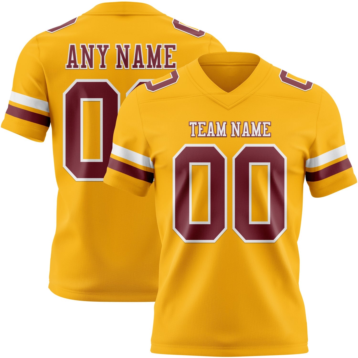 Custom Gold Burgundy-White Authentic Football Jersey T-Shirts, Hoodie, Sweatshirt | WearSparks.com (Image 1)