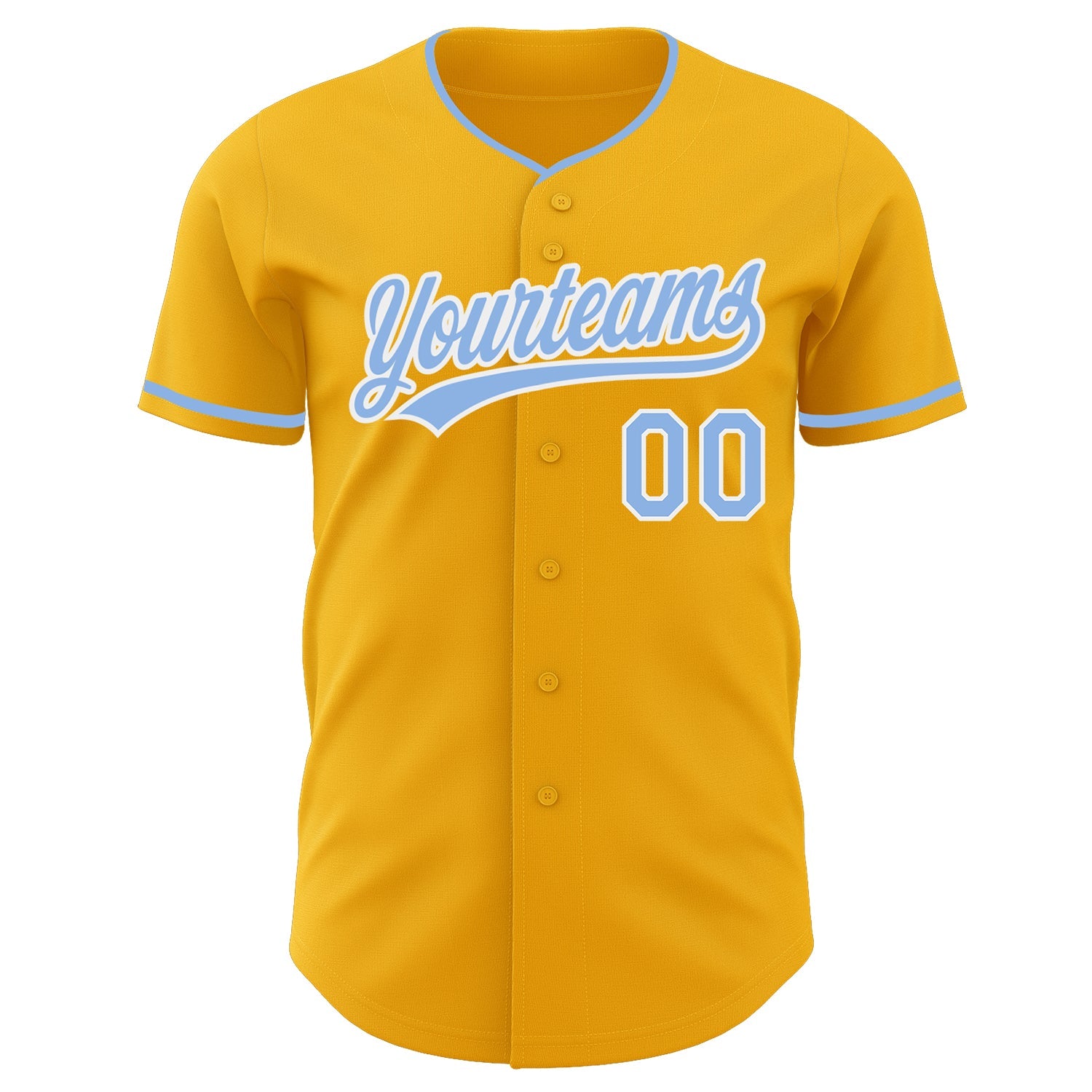 Custom Gold Light Blue-White Authentic Baseball Jersey