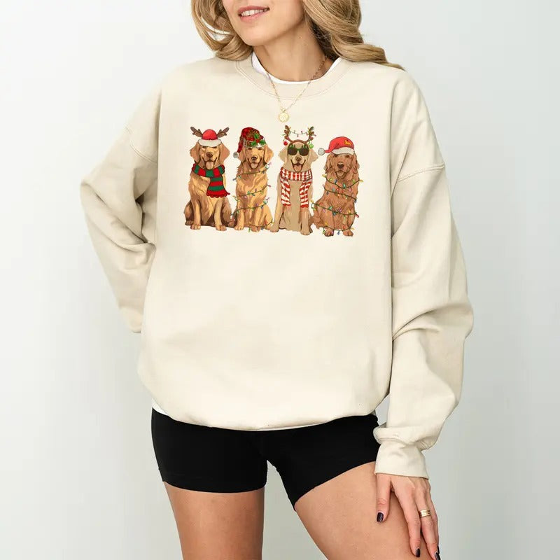 Golden Retriever Christmas Sweatshirt, Dog Christmas Sweatshirt, Golden Mom Tshirt, Christmas Sweatshirt, Gift for Dog...