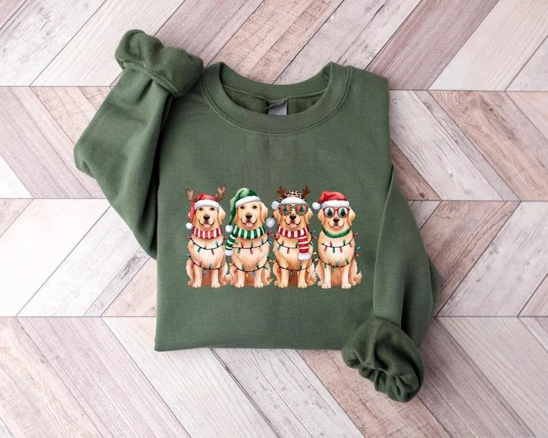 Golden Retriever Christmas Sweatshirt, Dog Christmas Sweatshirt,Golden Mom Christmas Tshirt,Gift for Dog Lover,Unique...