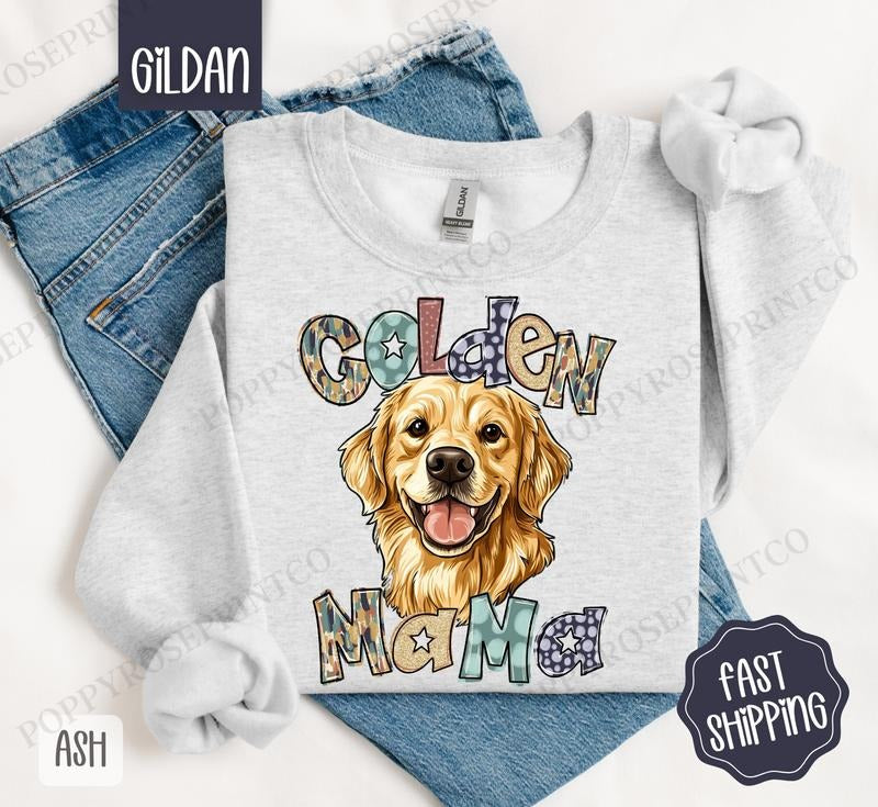 Golden Retriever Mama Sweatshirt, Women's Crewneck, Cute Dog Mom Women's Sweatshirt T-Shirts, Hoodie | WearSparks.com