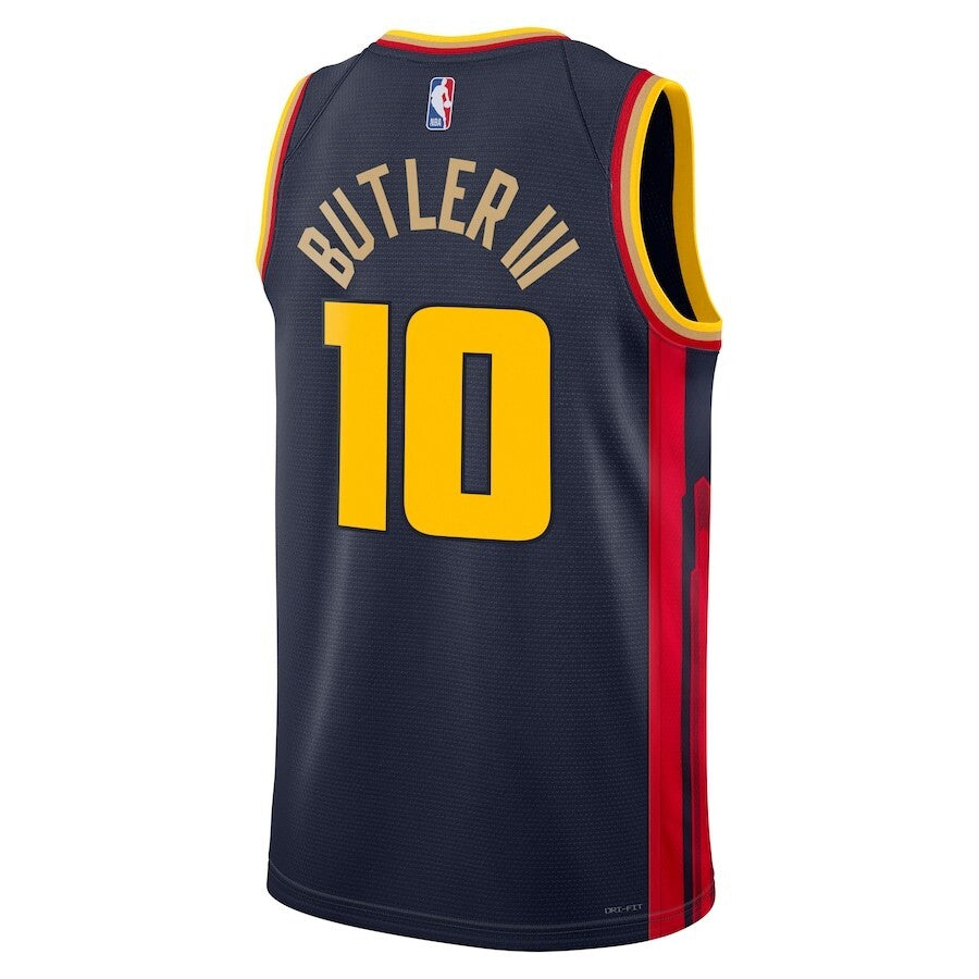Golden State Warriors #10 Jimmy Butler III Navy Badged Swingman Jersey - City Edition Style 1