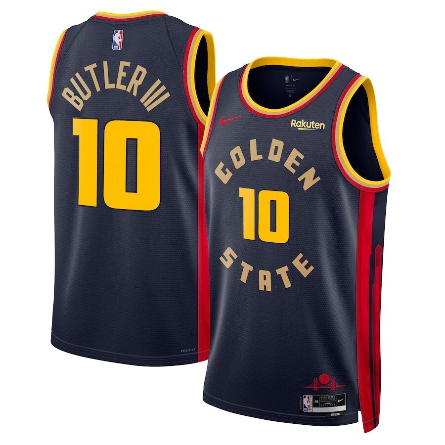 Golden State Warriors #10 Jimmy Butler III Navy Badged Swingman Jersey - City Edition Style 2