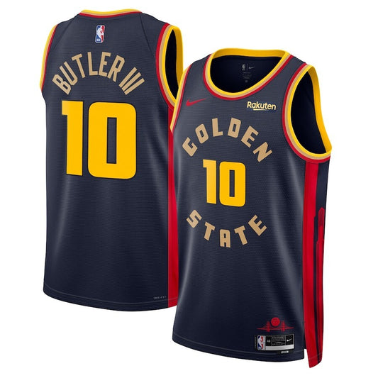 Golden State Warriors #10 Jimmy Butler III Navy Badged Swingman Jersey - City Edition Style 2