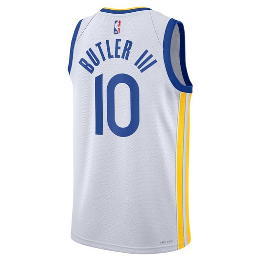 Golden State Warriors #10 Jimmy Butler III White Badged Swingman Jersey - Association Edition Style 1