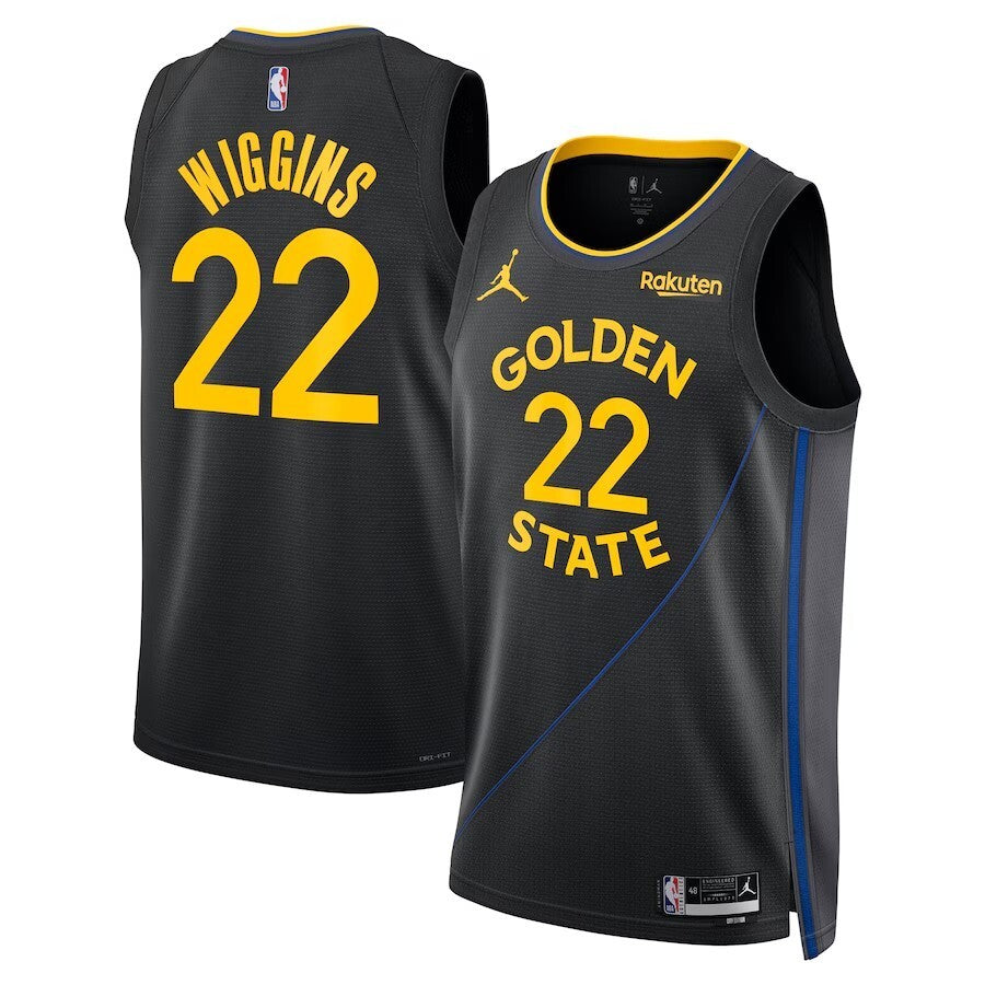 Golden State Warriors #22 Andrew Wiggins Unisex 202425 Swingman Player Jersey - Statement Edition - Black Style 3