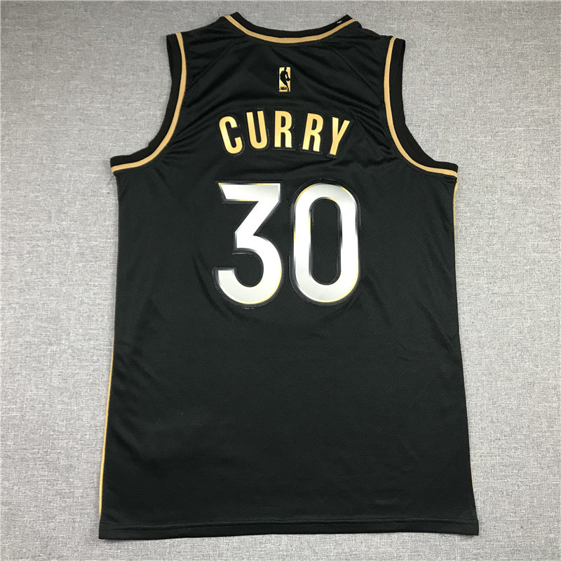 Golden State Warriors #30 Stephen Curry New Warriors 30 Black Gold Style 1