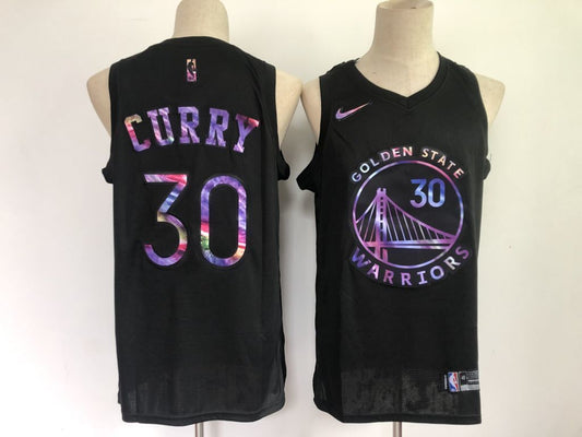 Golden State Warriors #30 Stephen Curry Warriors 30 Black Rainbow Edition -stephen-curry-warriors-black-iridescent-2021-hwc-limited-jersey