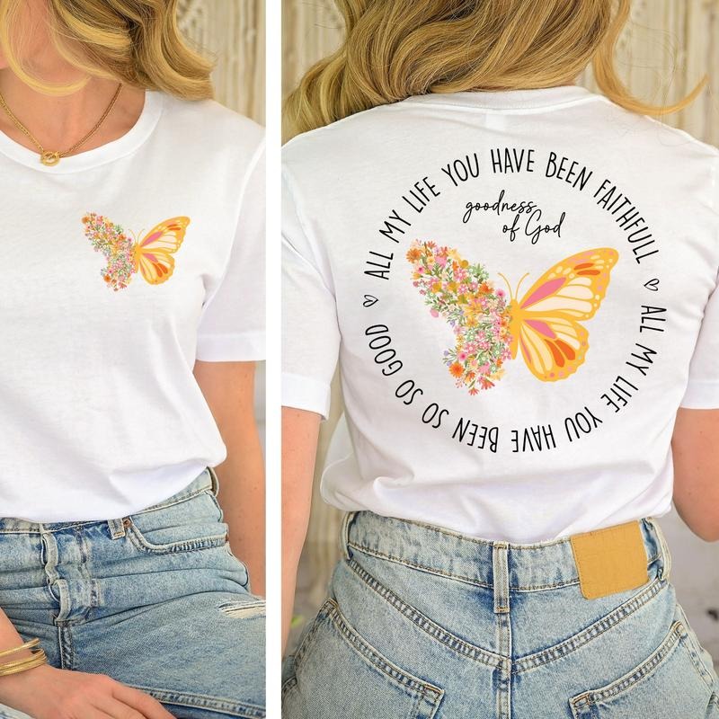 Good Ness of God Butterfly Christian Wildflowers 2 Sided Shirt, Christian Bible Verse Jesus Lover Apparel Hoodie, Sweatshirt