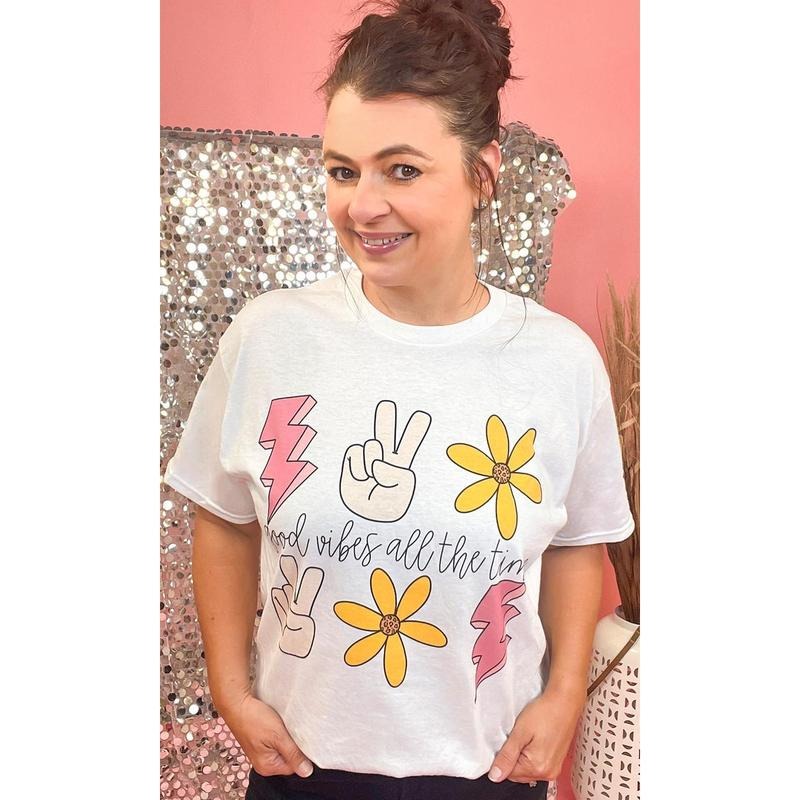 Good Vibe All The Time White Graphic Shirt Hoodie, Sweatshirt | WearSparks.com