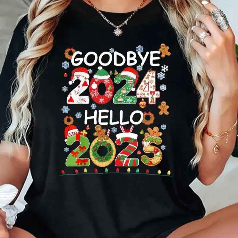 Goodbye 2024 Hello 2025 Christmas Shirt, Christmas Gift, Christmas 2024 Shirt, Family Christmas Sweatshirt Hoodie