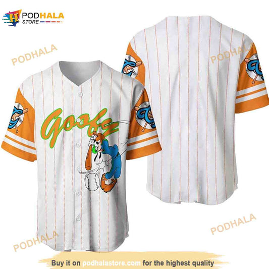 Goofy Dog All Over Print Pinstripe 3D Baseball Jersey