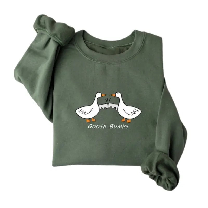 Goose Bumps Shirt, Silly Goose Sweatshirt, Goosee Pullover Hoodie, Funny Gift Tee Cute Gift for Her Him Classic Crewneck...