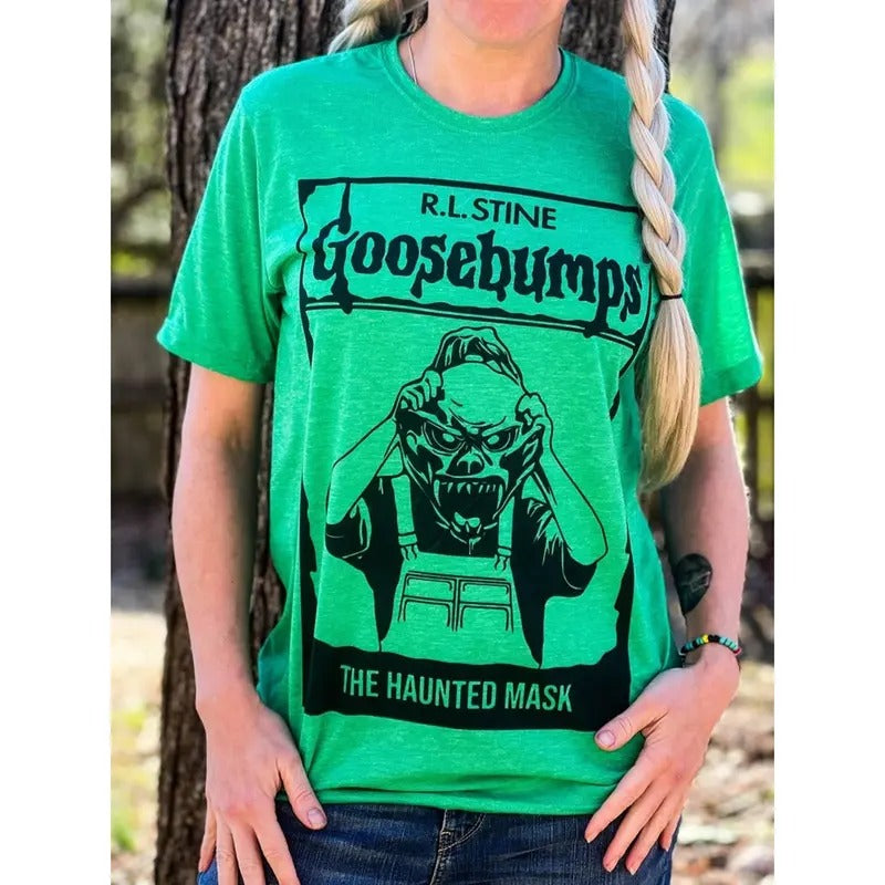 Goosebumps Shirt, The Haunted Mask Tshirt, Goosebumps   Shirt, Green And Pink Halloween Shirt,   Movies Shirt Hoodie,...