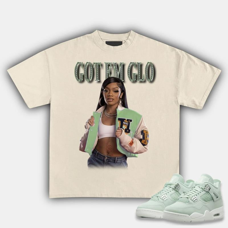 Got'em Glo Match 4s Seafoam Sneakers, Unisex Streetwear Graphic Tee, Cotton T-shirt, Y2K Fitted Crewneck Style Hoodie,...