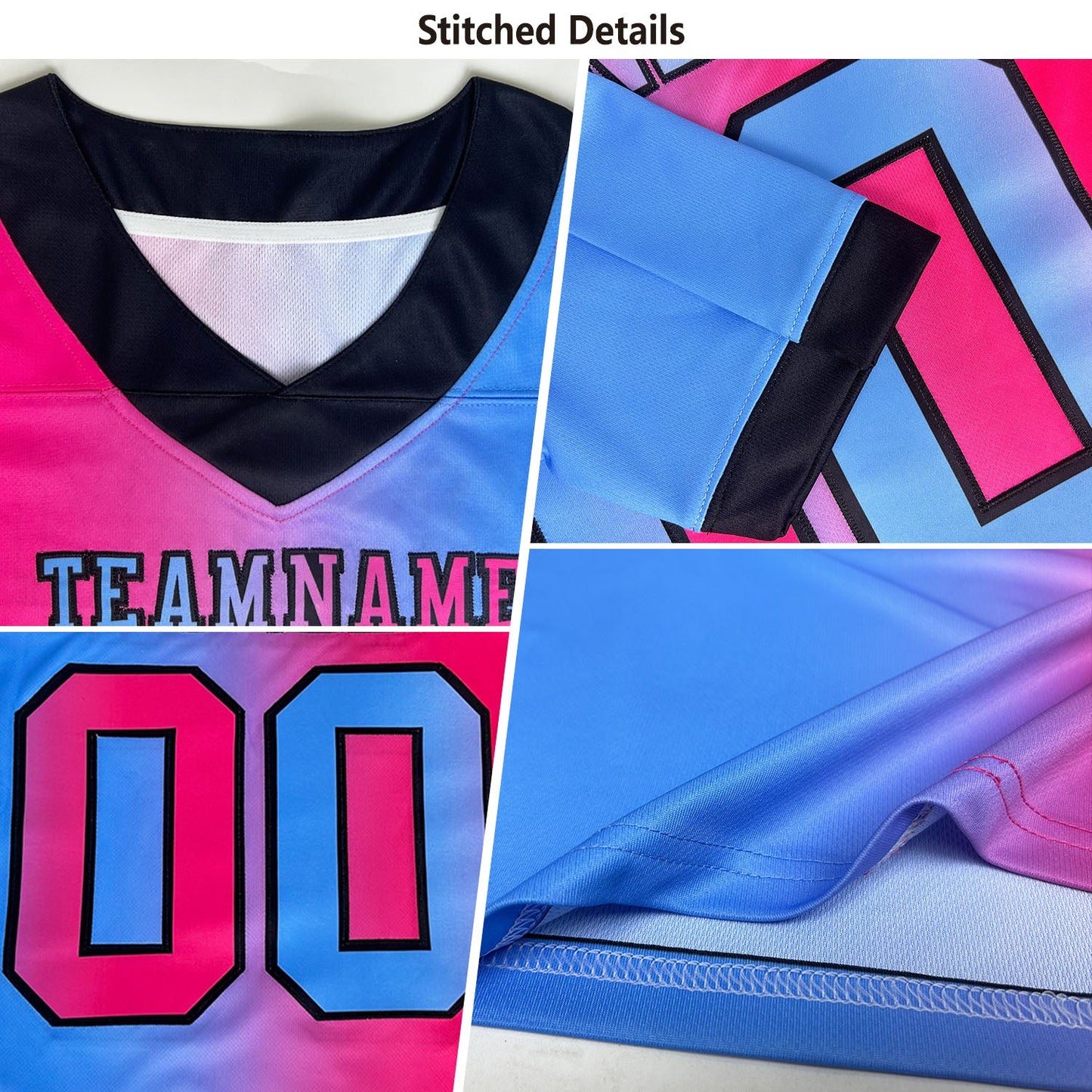 Custom Aqua Neon Pink-Black Authentic Gradient Fashion Scratch Football Jersey T-Shirts, Hoodie, Sweatshirt (Image 2)