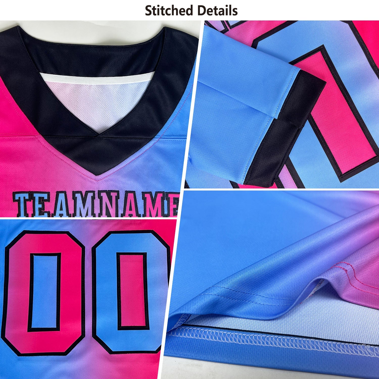 Custom Aqua Neon Pink-Black Authentic Gradient Fashion Scratch Football Jersey T-Shirts, Hoodie, Sweatshirt (Image 2)