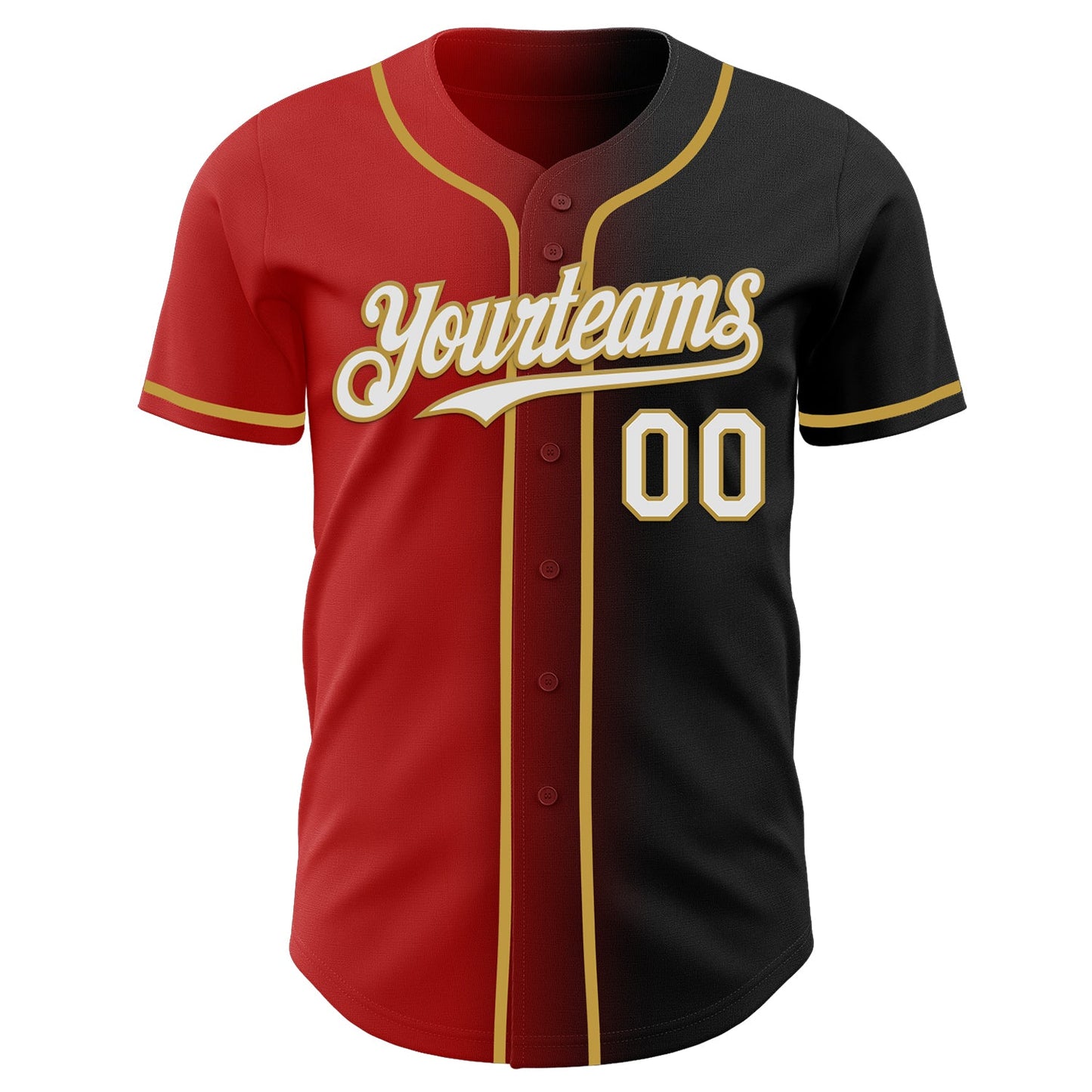 Custom Black White Red-Old Gold Authentic Gradient Fashion Baseball Jersey T-Shirts, Hoodie, Sweatshirt (Image 2)