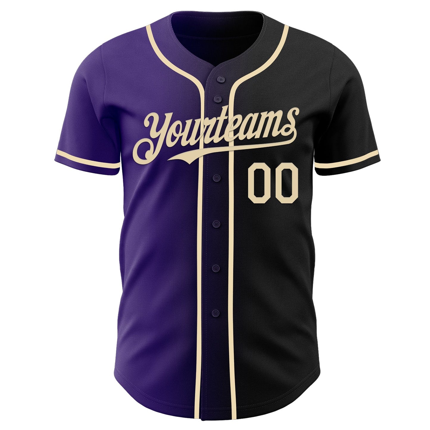 Custom Black Cream-Purple Authentic Gradient Fashion Baseball Jersey T-Shirts, Hoodie, Sweatshirt | WearSparks.com (Image 2)