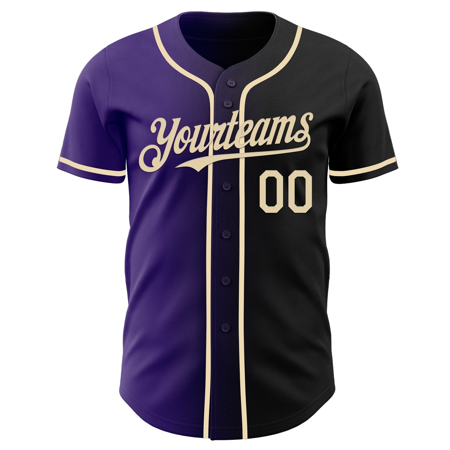 Custom Black Cream-Purple Authentic Gradient Fashion Baseball Jersey T-Shirts, Hoodie, Sweatshirt | WearSparks.com (Image 2)
