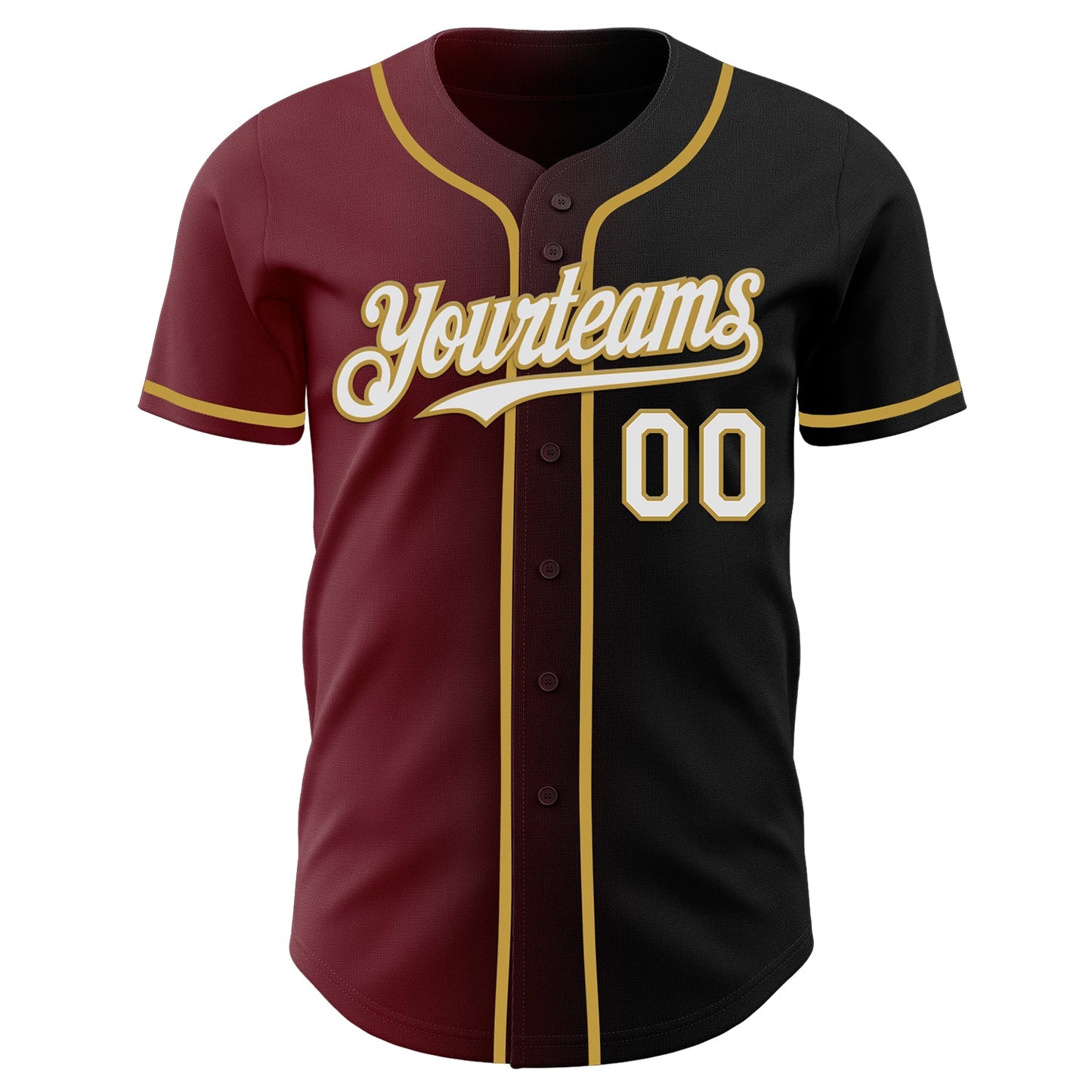 Custom Black White Burgundy-Old Gold Authentic Gradient Fashion Baseball Jersey T-Shirts, Hoodie, Sweatshirt (Image 2)