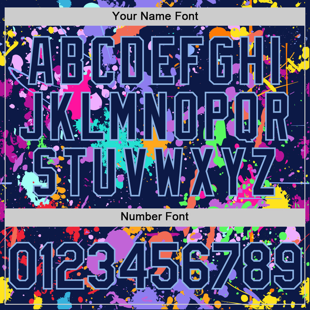 Custom Graffiti Pattern Navy-Light Blue Authentic Baseball Jersey