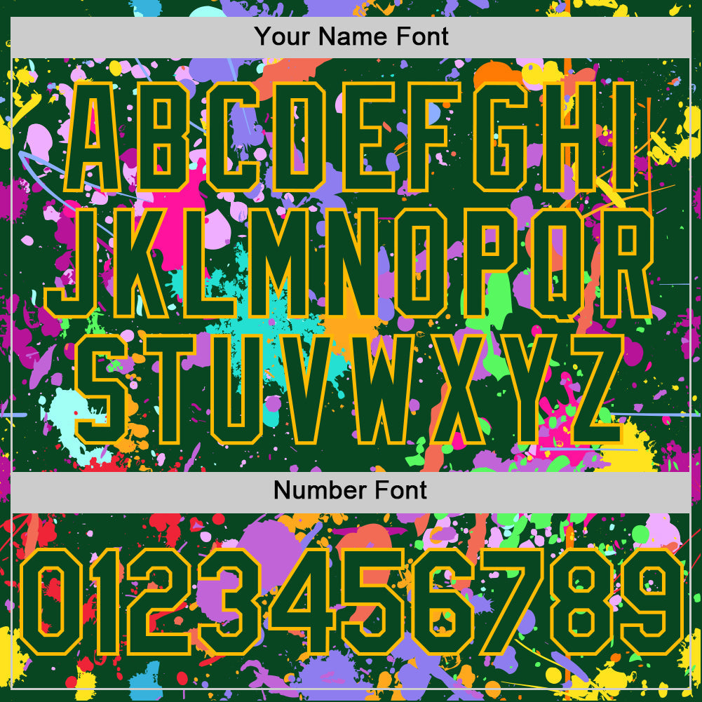 Custom Graffiti Pattern Green-Gold Authentic Baseball Jersey