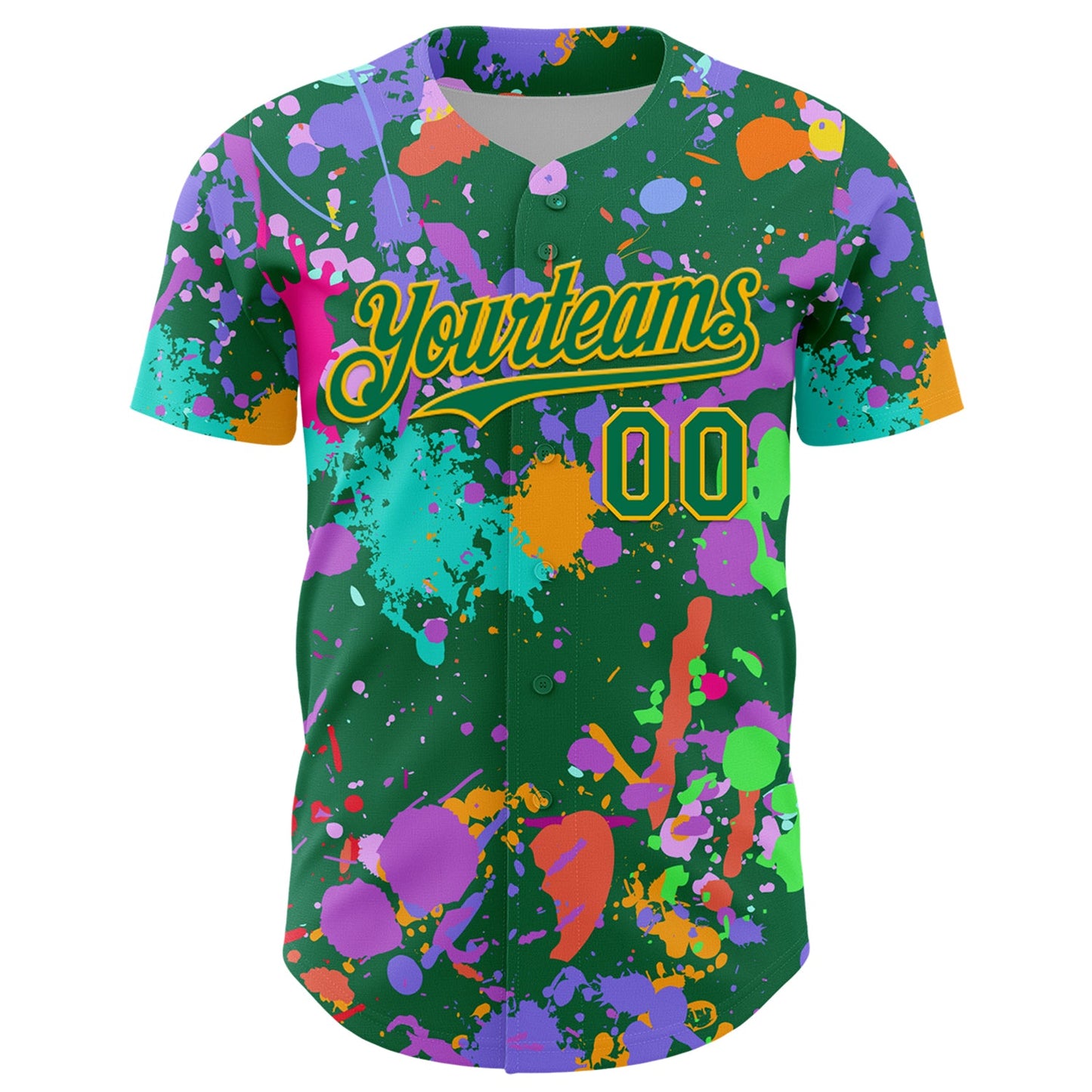 Custom Graffiti Pattern Kelly Green-Gold Authentic Baseball Jersey