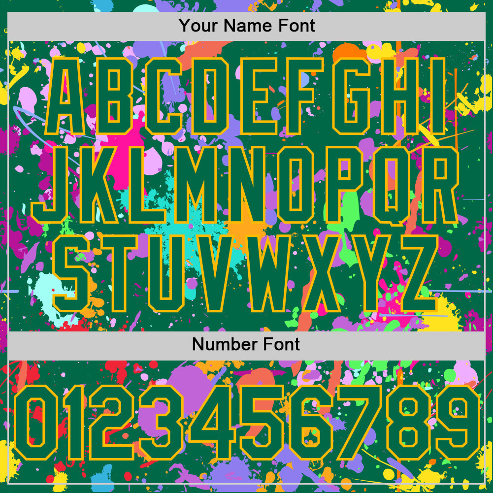 Custom Graffiti Pattern Kelly Green-Gold Authentic Baseball Jersey