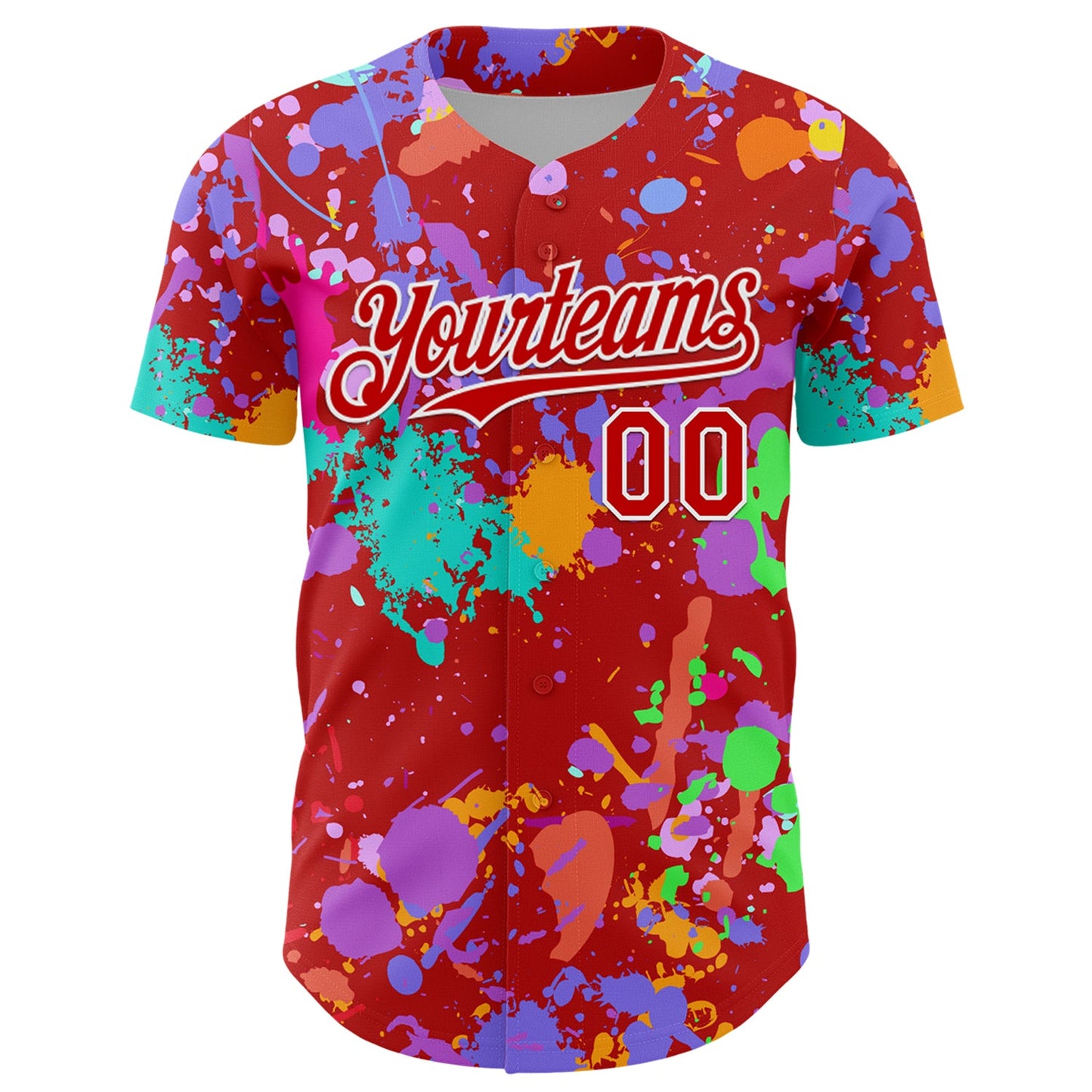 Custom Graffiti Pattern Red-White Authentic Baseball Jersey