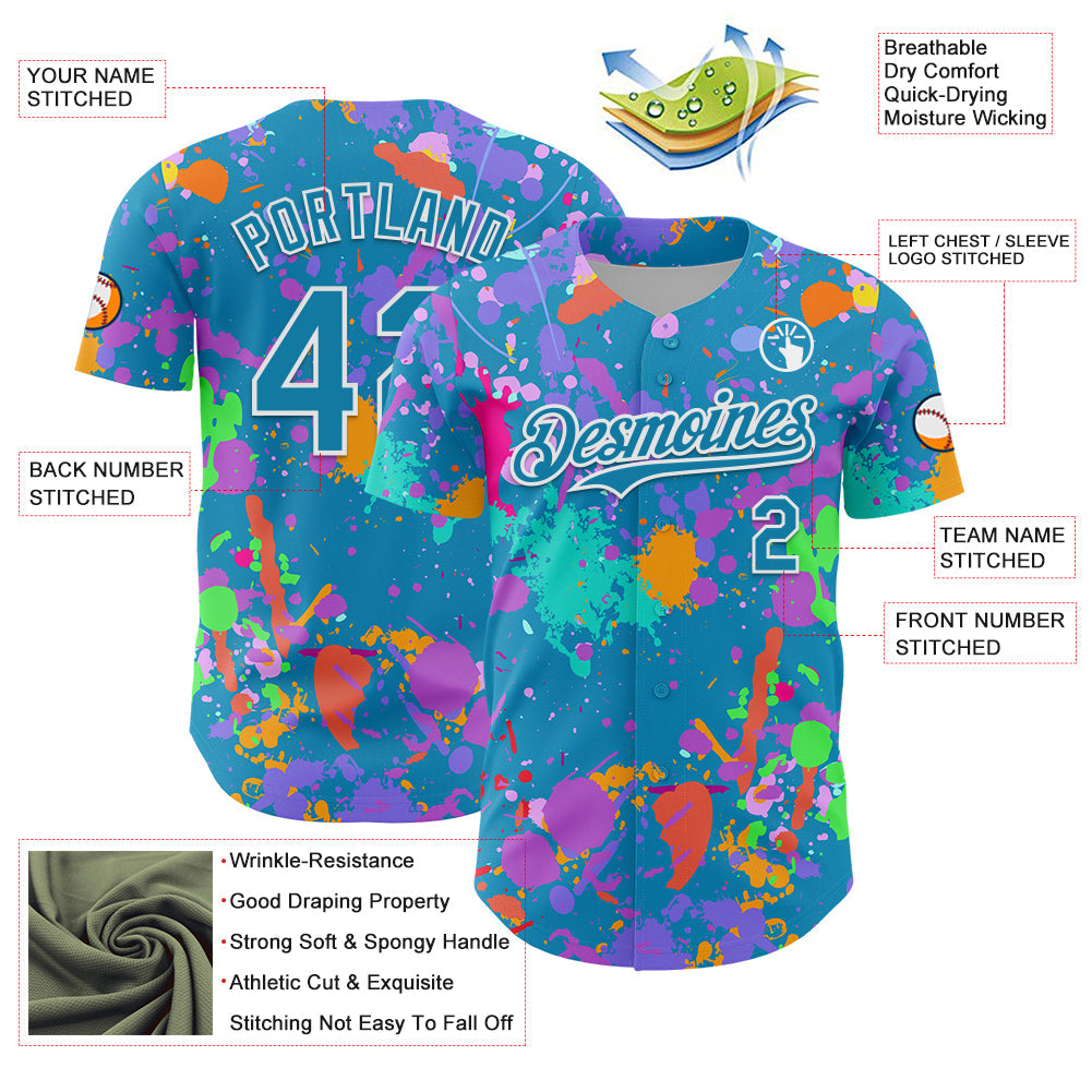 Custom Graffiti Pattern Panther Blue-White Authentic Baseball Jersey