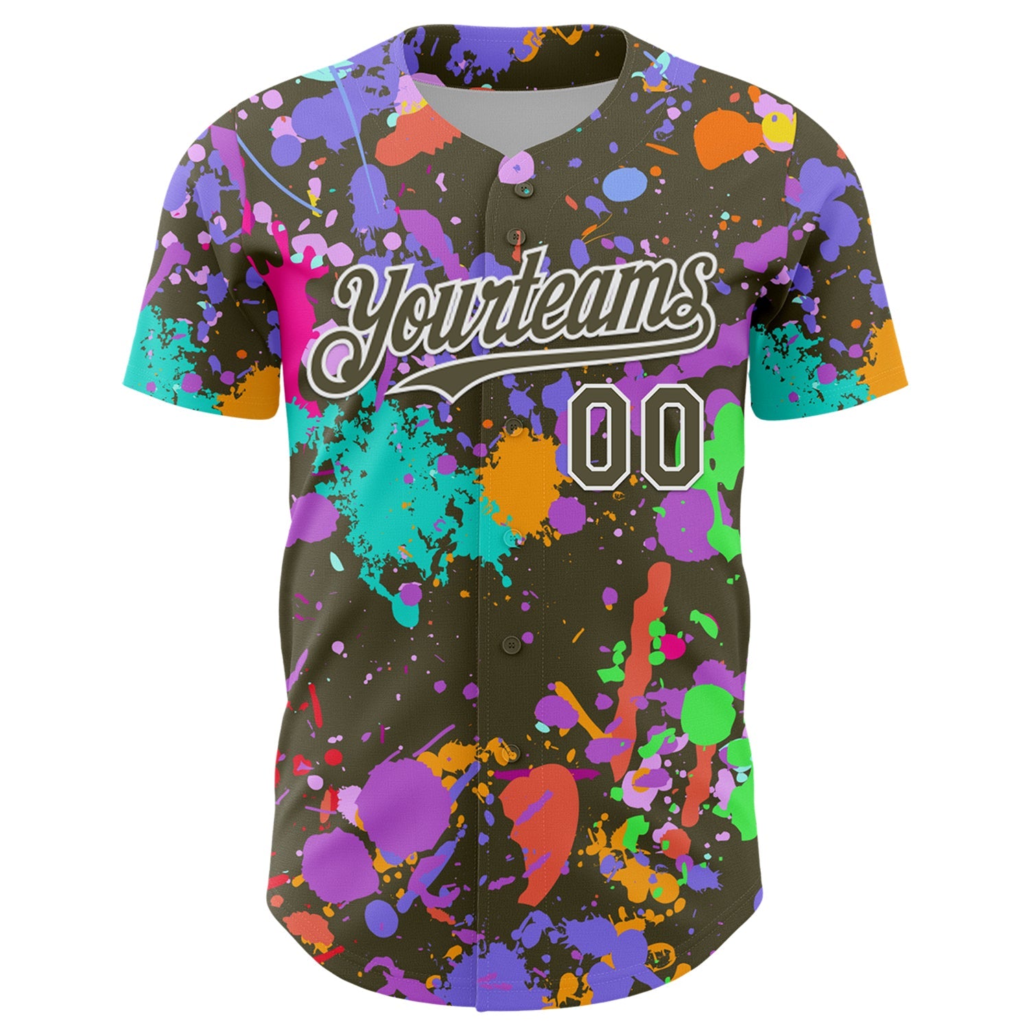 Custom Graffiti Pattern Olive-White Authentic Baseball Jersey